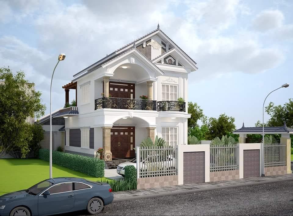 Mẫu biệt thự 2 tầng mái Thái sang trọng, phối cảnh hài hòa với sân vườn