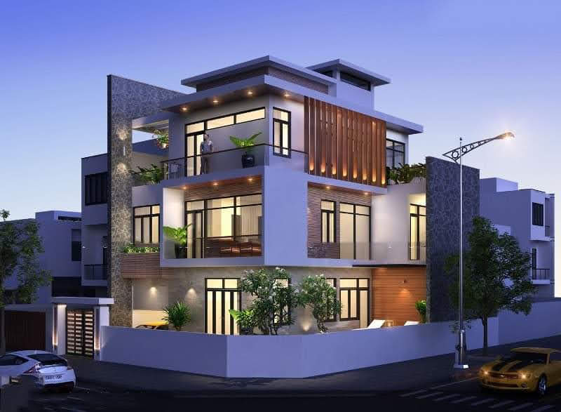 Mẫu nhà 3 tầng 2 mưatj tiền sang trọng