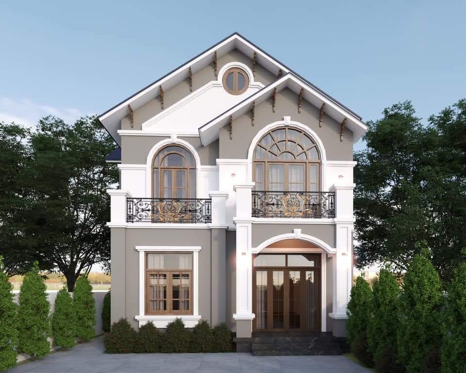 Nhà 2 tầng nổi bật với ban công kính, không gian mở đầy tinh tế