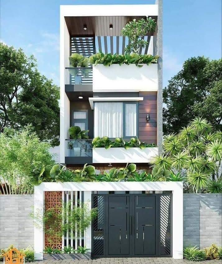 Mẫu nhà mái bằng có sân vườn 