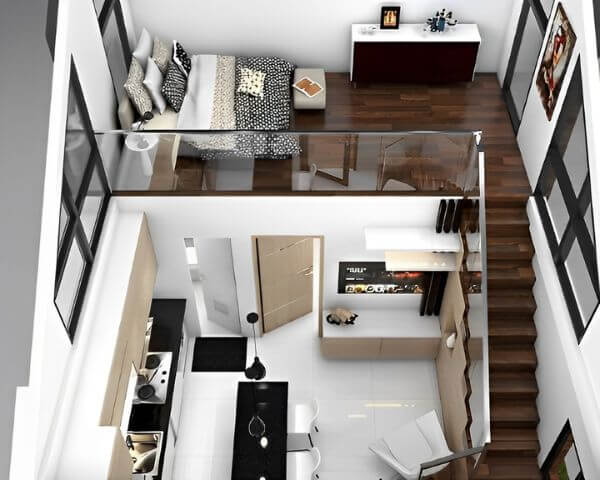 Gác lửng 2 phòng ngủ