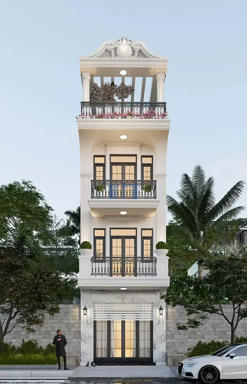 Nhà 4 tầng tân cổ điển