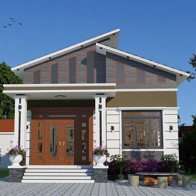 Mẫu nhà mái lệch đẹp hiện đại