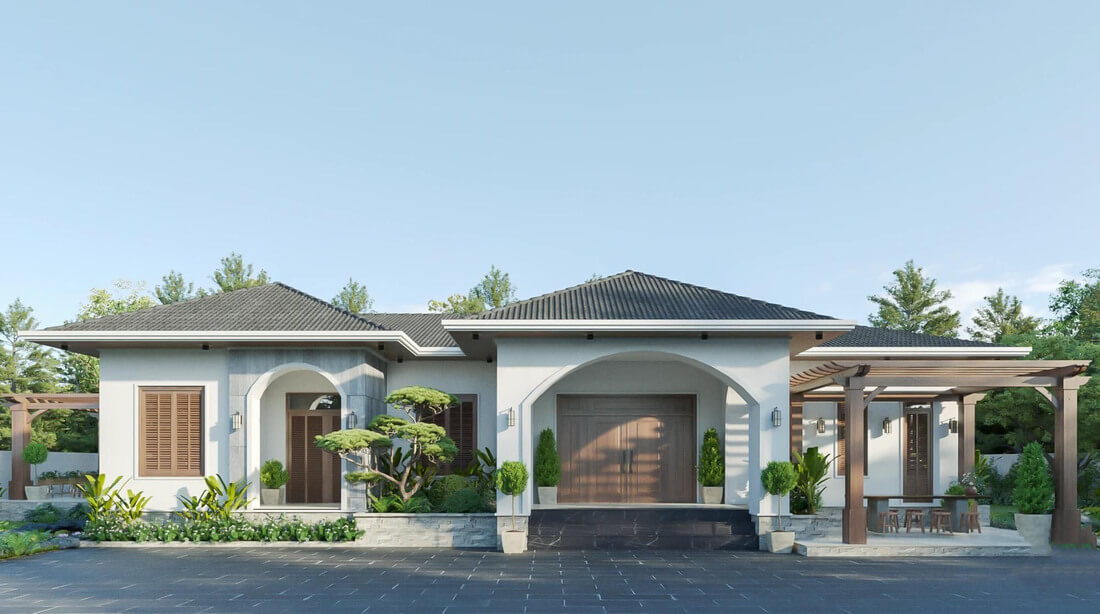 Mẫu nhà mái ngói hiện đại