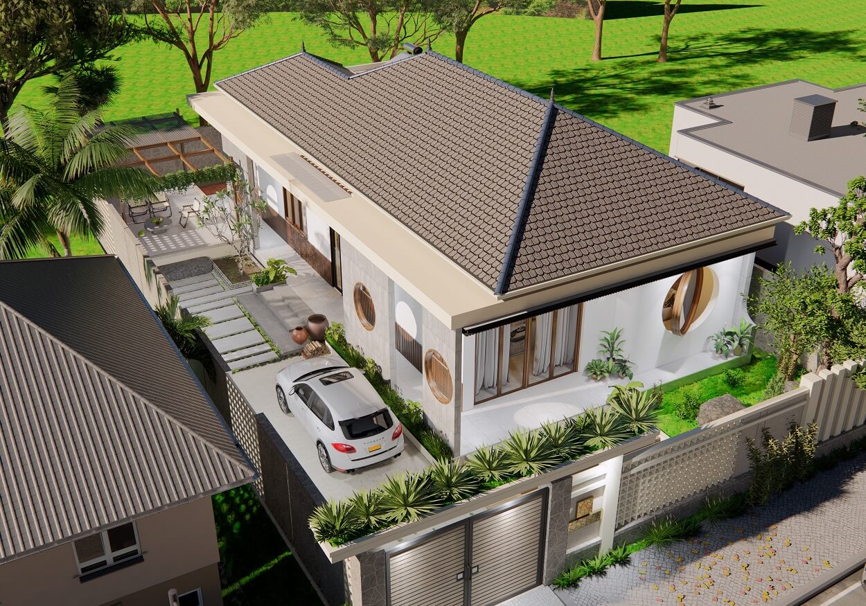 Nhà mái ngói 1 tầng 3 phòng ngủ