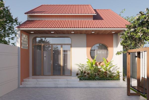Nhà mái ngói đỏ truyền thống