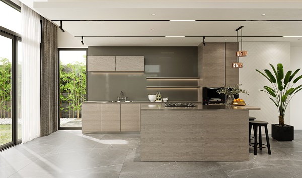 Mẫu nội thất phòng bếp với không gian mở 